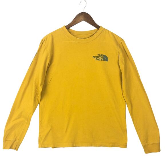 The North Face Long Sleeve T-Shirt Mens S Yellow Logo Crew Neck Cotton - Picture 1 of 9